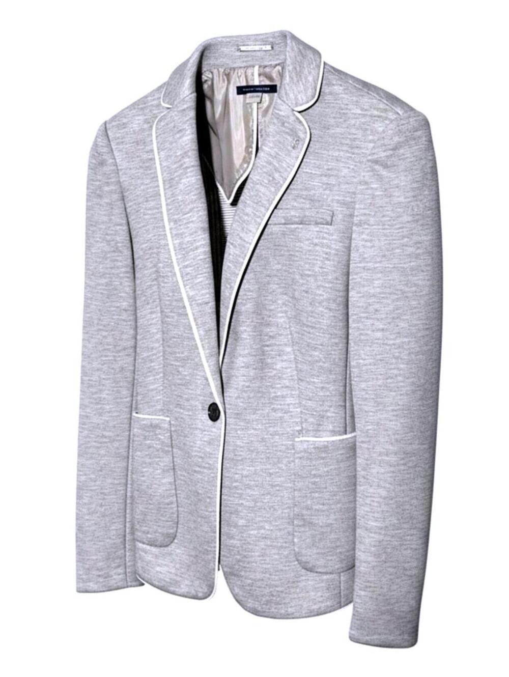 WHITE HOUSE BLACK MARKET Womens (4) Career Blazer Gray Knit Rayon-Blend Lined